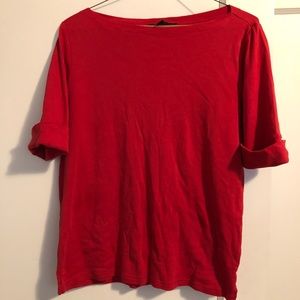 Red 3/4 sleeve boatneck shirt